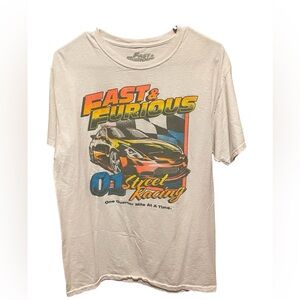 EUC Fast and Furious street racing white short sleeved tee.